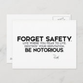 QUOTEN: Rumi: Vergiss die Sicherheit, sei berüchti Postkarte (Vorne/Hinten)