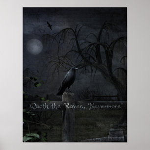 "Quoth der Rabe, "nie wieder"" gotisches Plakat