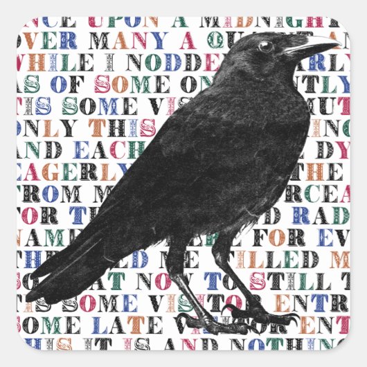 Quoth die Raven nie mehr Quadratischer Aufkleber (Vorderseite)