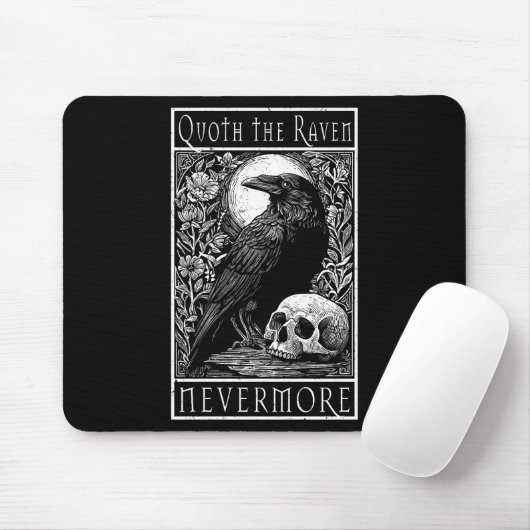 Quoth the Raven - Nevermore - Edgar Allan Poe art Mousepad (Mit Mouse)