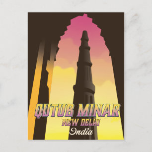 Qutub Minar Neu-Delhi Indien Reiseplakat Postkarte