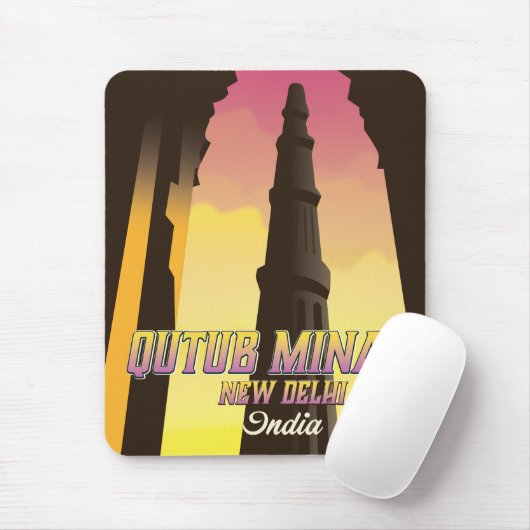 Qutub Minar New Delhi Indien Reiseplakat Mousepad (Mit Mouse)