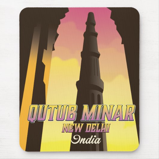 Qutub Minar New Delhi Indien Reiseplakat Mousepad (Vorne)
