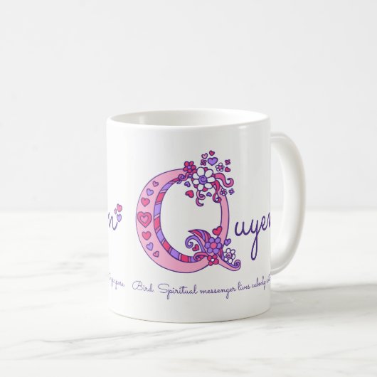 Quyen oder Q Anfangsname bedeutet rosa Tasse (VorderseiteRechts)
