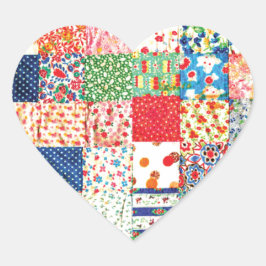 QWL Patchwork Quilt COLORFUL PATTERN BACKGROUND HO Herz-Aufkleber