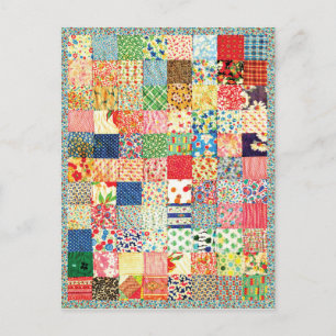 QWL Patchwork Quilt COLORFUL PATTERN BACKGROUND HO Postkarte