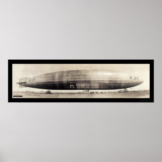 R34 Dirigible Blimp-Foto 1910 Poster (Vorne)