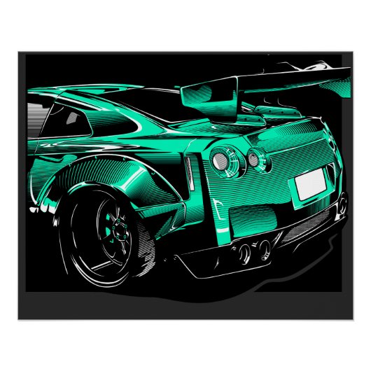R35 GTR Green Tunning Bodykit Poster (Vorderseite)