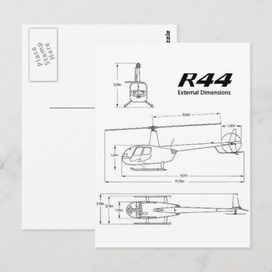 R-44 Robinson Postkarte (Vorne/Hinten)