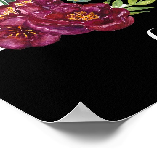 R Aquarell Floral Monogram Custom Kinderzimmer Pos Poster (Ecke)