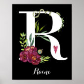 R Aquarell Floral Monogram Custom Kinderzimmer Pos Poster (Vorne)