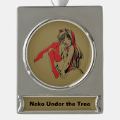 R & B Manga, Neko Catgirl Furry Loli Anime Banner-Ornament Silber (Vorderseite)