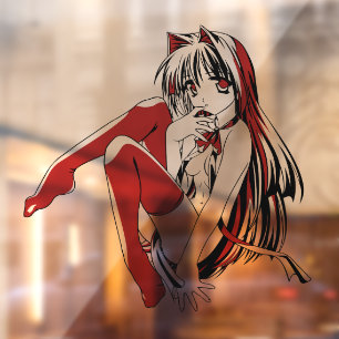 R & B Manga, Neko Catgirl Furry Loli Anime Fensteraufkleber