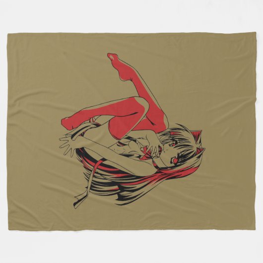 R & B Manga, Neko Catgirl Furry Loli Anime Fleecedecke (Vorderseite (Horizontal))