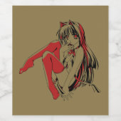 R & B Manga, Neko Catgirl Furry Loli Anime Weinetikett (Einzelnes Label)