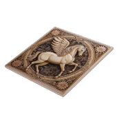 R Beige faux relief Art Nouveau Winged Horse Fliese (Seite)
