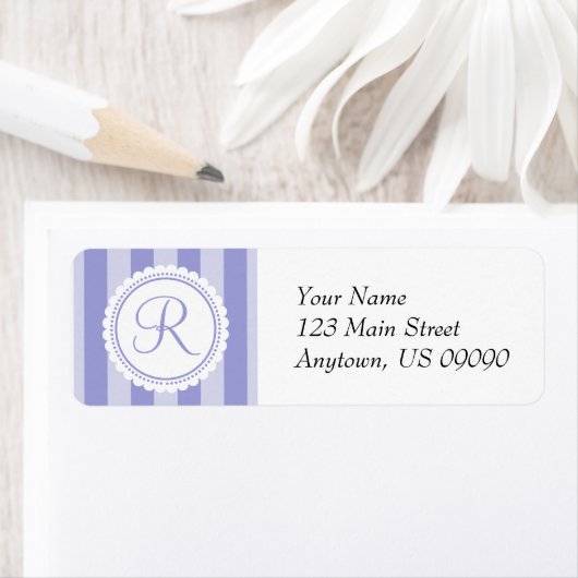 R Candy Striper Monogram Address Labels (Lila) (Insitu)