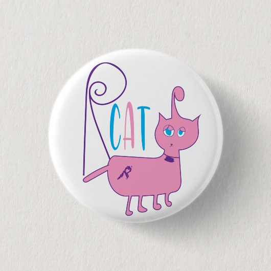R Cat Classic Round Sticker Button (Vorderseite)