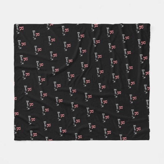 R /custom/ Pink Monogram gestanzt Allop Schwarz Fleecedecke (Vorderseite (Horizontal))