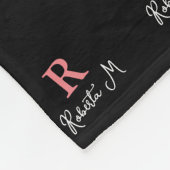 R /custom/ Pink Monogram gestanzt Allop Schwarz Fleecedecke (Ecke)
