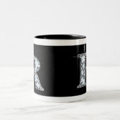 "R" Diamant Bling auf schwarzer Tasse (Mittel)