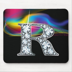 "R" Diamantblende mit Rainbow Swirl Mousepad