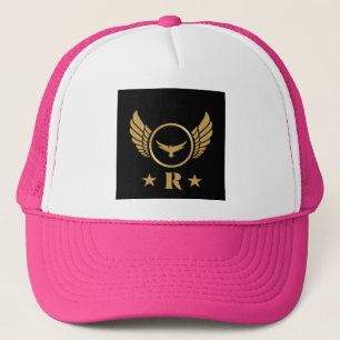 R Erste weiße und Hot-Pink-goldene Adlerbildkappe Truckerkappe