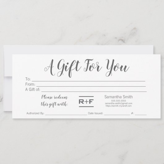 R+F Geschenkgutschein Einladung (Vorderseite)