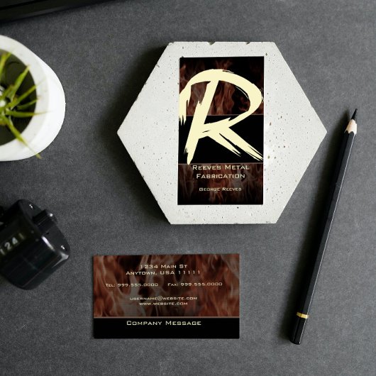 R Flame Monogram Business Card Visitenkarte