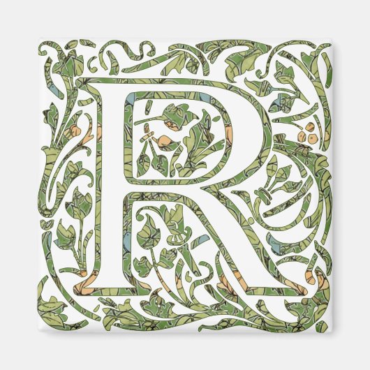 R Floral Monogramm Magnet (Vorne)