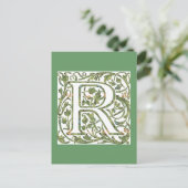 R Floral Monogramm Postkarte (Stehend Vorderseite)