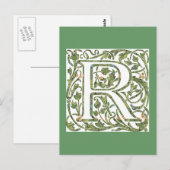 R Floral Monogramm Postkarte (Vorne/Hinten)