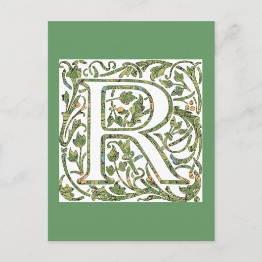 R Floral Monogramm Postkarte (Vorderseite)