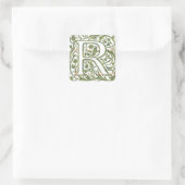 R Floral Monogramm Quadratischer Aufkleber (Tasche)