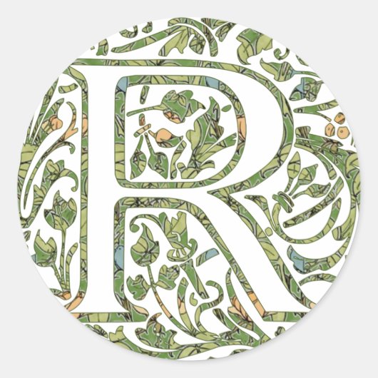 R Floral Monogramm Runder Aufkleber (Vorderseite)