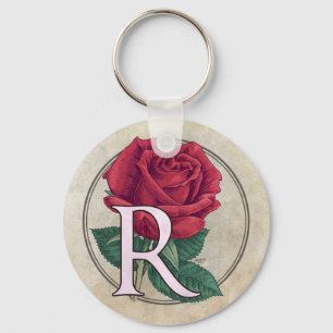 R für die Blume der Rose Schlüsselanhänger