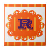 R für Retro, anpassbar orange Fliese (Vorderseite)