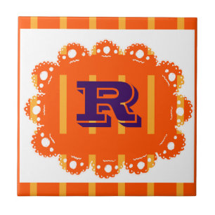 R für Retro anpassbare Orange Fliese