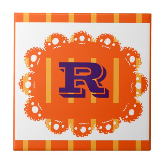 R für Retro anpassbare Orange Fliese (Vorderseite)
