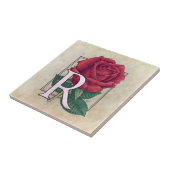 R für Rose Blume Floral Monogramm Fliese (Seite)