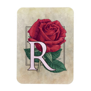 R für Rosen-Blumen-Monogramm Magnet