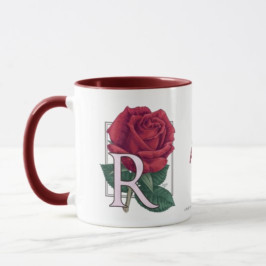 R für Rosen-Blumen-Monogramm Tasse (Links)