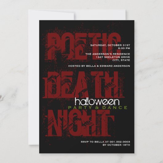 R.I.P Beängstigender Tod mit Flügeln mit Halloween Einladung (Rückseite)
