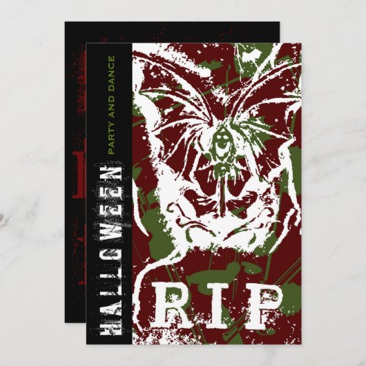 R.I.P Beängstigender Tod mit Flügeln mit Halloween Einladung (Vorne/Hinten)