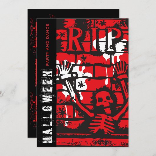 R.I.P Beängstigendes Halloween-Party für Blut und Einladung (Vorne/Hinten)