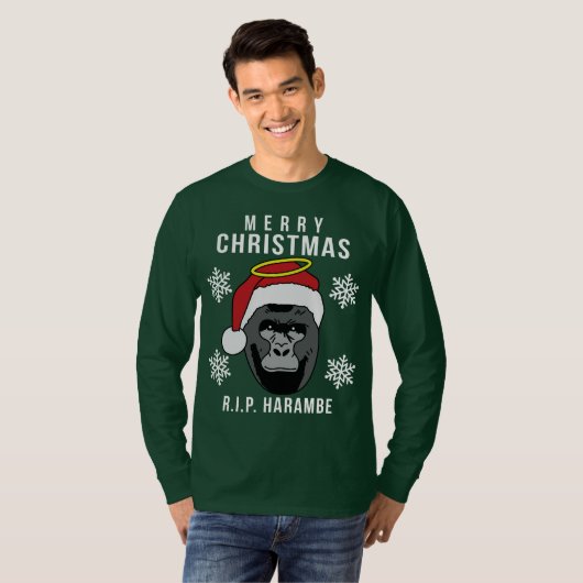 R.I.P. Harambe hässliche Weihnachtsstrickjacke T-Shirt (Vorne ganz)