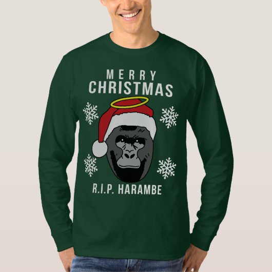 R.I.P. Harambe hässliche Weihnachtsstrickjacke T-Shirt (Vorderseite)