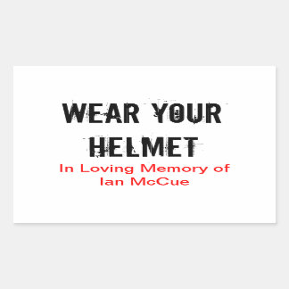 R.I.P Ian McCue "Wear Your Helmet" Gedenkstöcke Rechteckiger Aufkleber