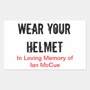 R.I.P Ian McCue "Wear Your Helmet" Gedenkstöcke Rechteckiger Aufkleber