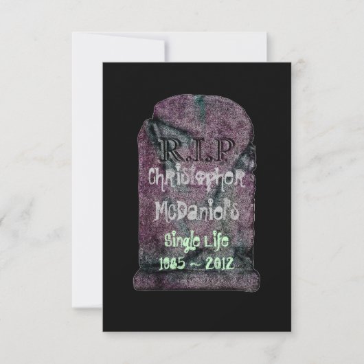 "R.I.P Single Life"- Bachelor Party Einladung (Vorderseite)